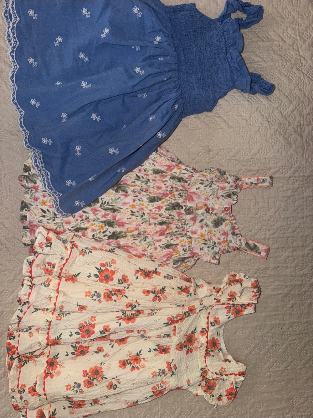 Girls Blue Embroidered Sundress